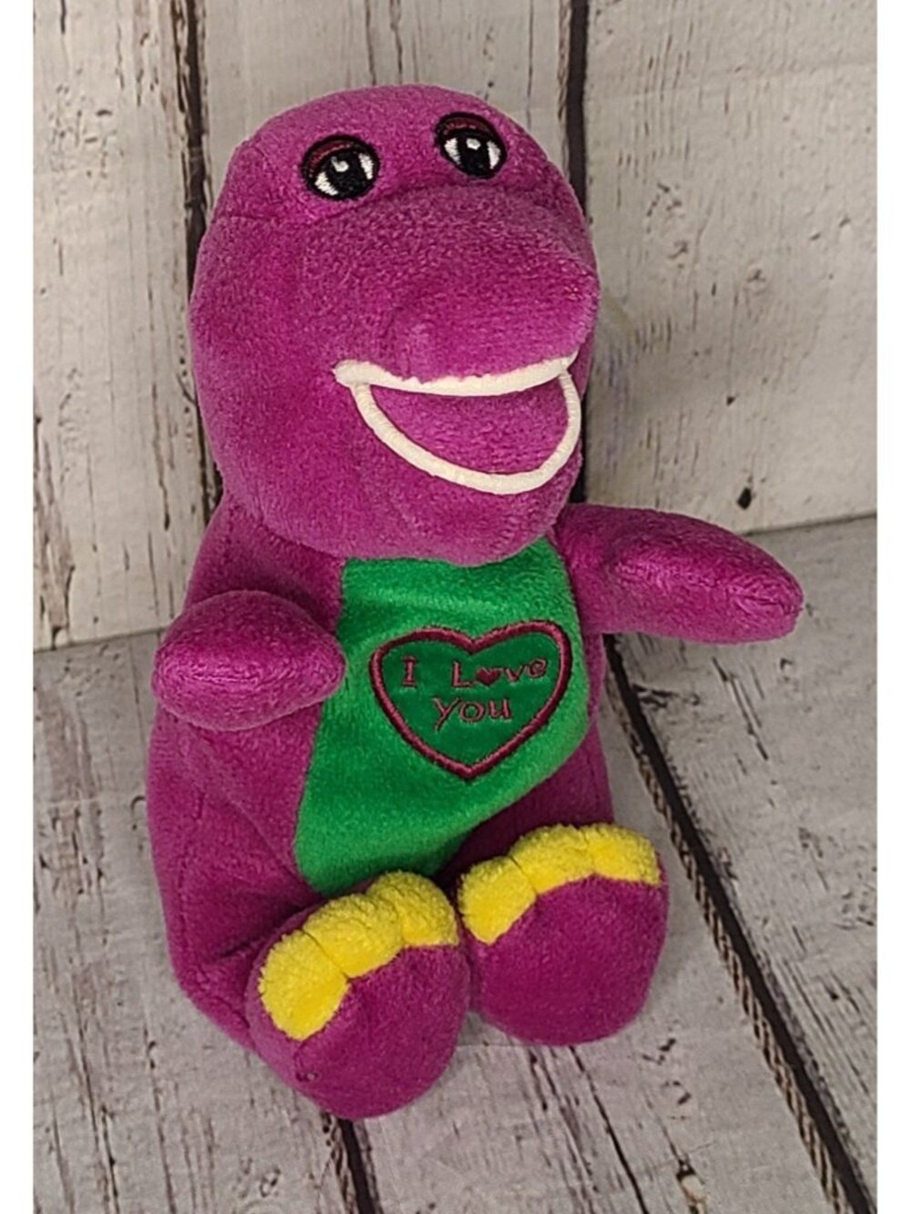 7" Vintage Mini Barney Purple Dinosaur "I Love You" Plush Stuffed Animal Beanbag